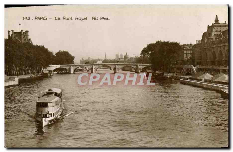 CPA Paris Le Pont Royal Peniche Bateau