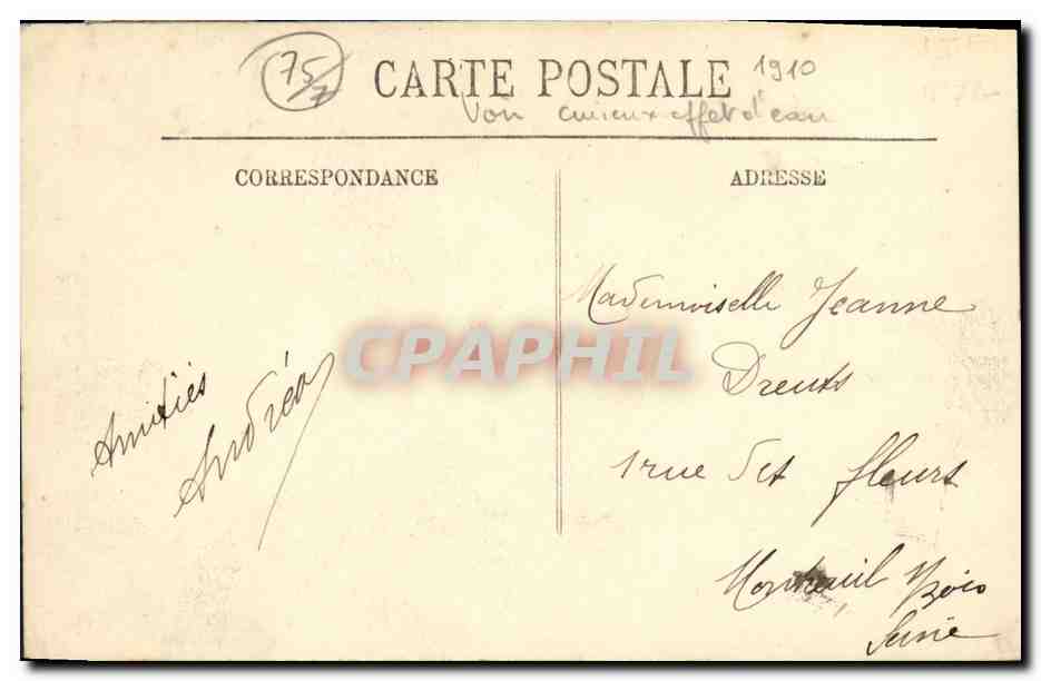 Inondations de Paris — Janvier 1910 — Grare des Marchandises — LL. — Rückseite