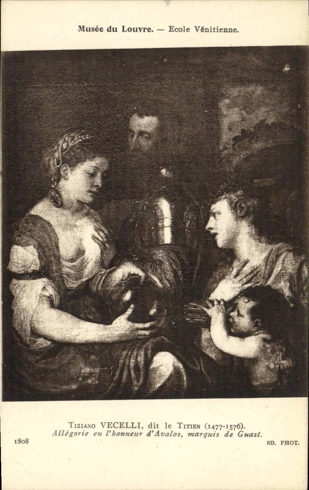 CPA Musee du Louvre Ecole Venitienne Tiziano Vecelli Le Titien Allegorie en l honneur d Avalos marquis de Guast