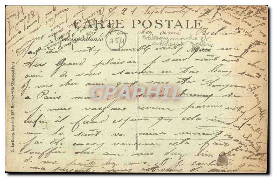 CPA Paris La Conciergerie Peniche — Verso
