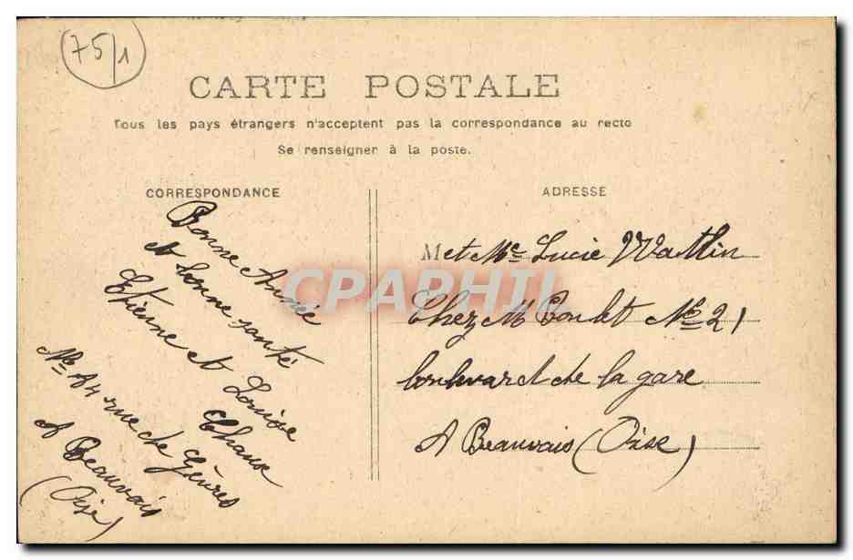 CPA Paris Cour du Loure — Rückseite