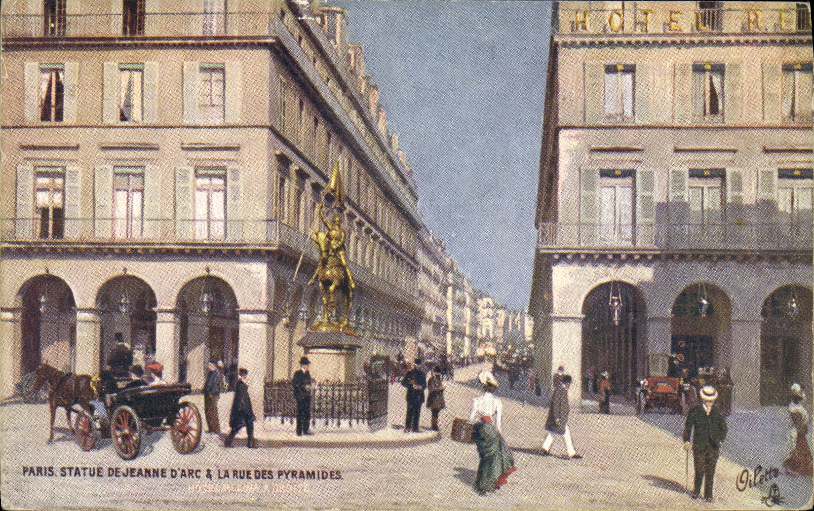 CPA Paris Statue de Jeanne d Arc La Rue des Pyramides