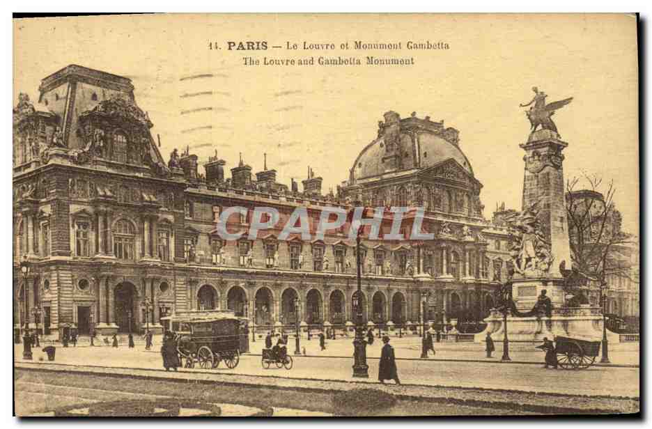 CPA Paris Le Louvre et le monument Gambetta