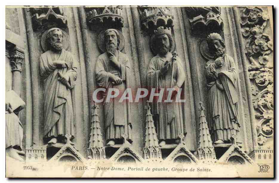 CPA Paris Notre Dame Portail de gauche Groupe de saints