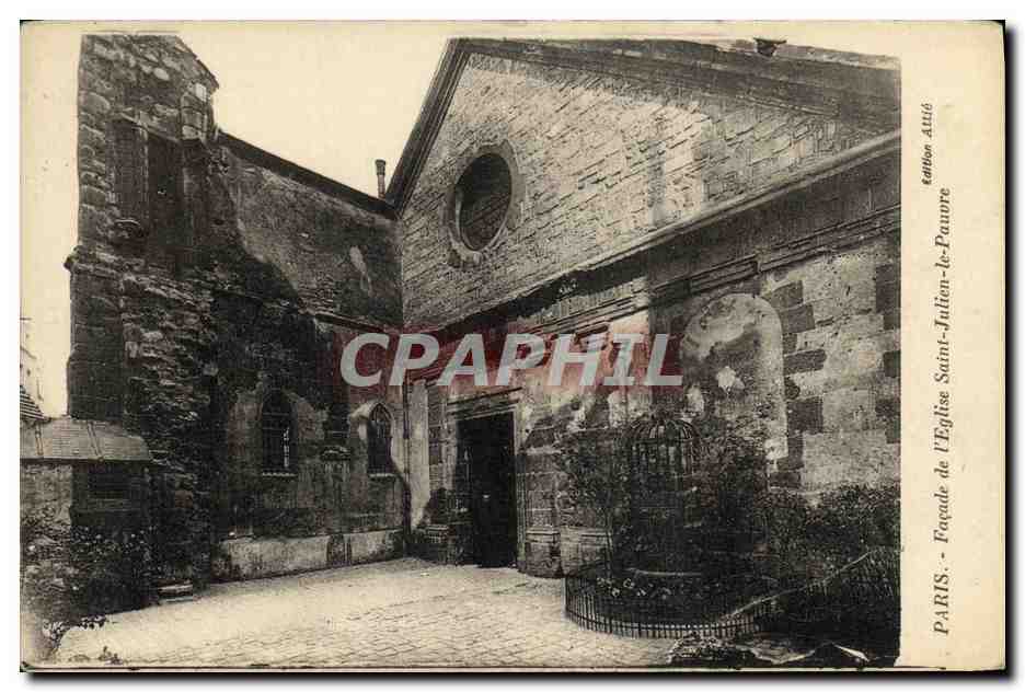CPA Paris Facade de l eglise Saint Julien le pauvre