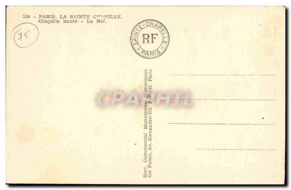 CPA Paris La Sainte Chapelle La nef — Rückseite