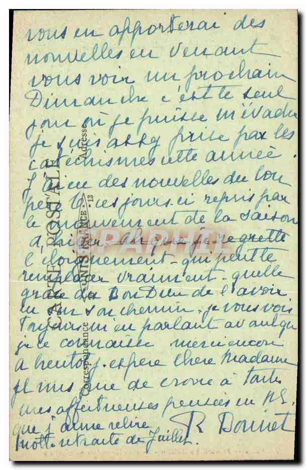 CPA Paris Prieure Benedictin Autel de Notre Dame — Rückseite