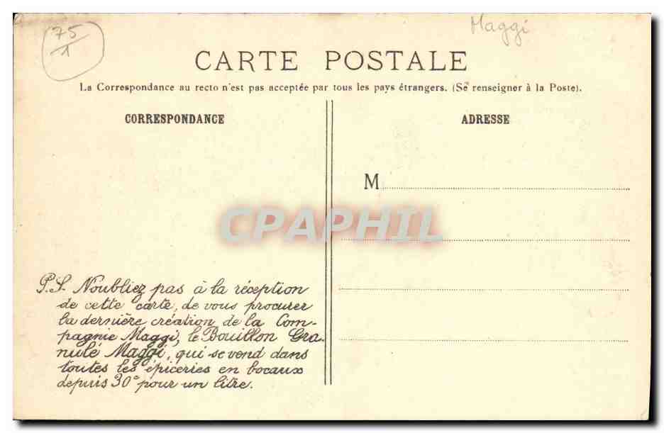 CPA Paris Arc de Triomphe du Carousel Maggi — Verso