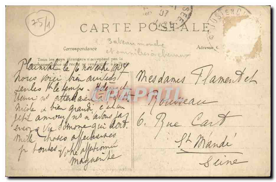CPA Paris Tribunal de Commerce et Conciergerie Peniche — Rückseite