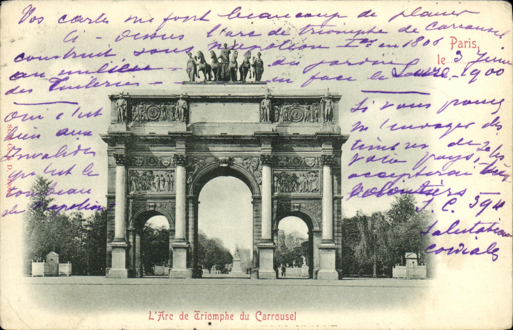 CPA Paris L Arc de Triemphe du Carrousel