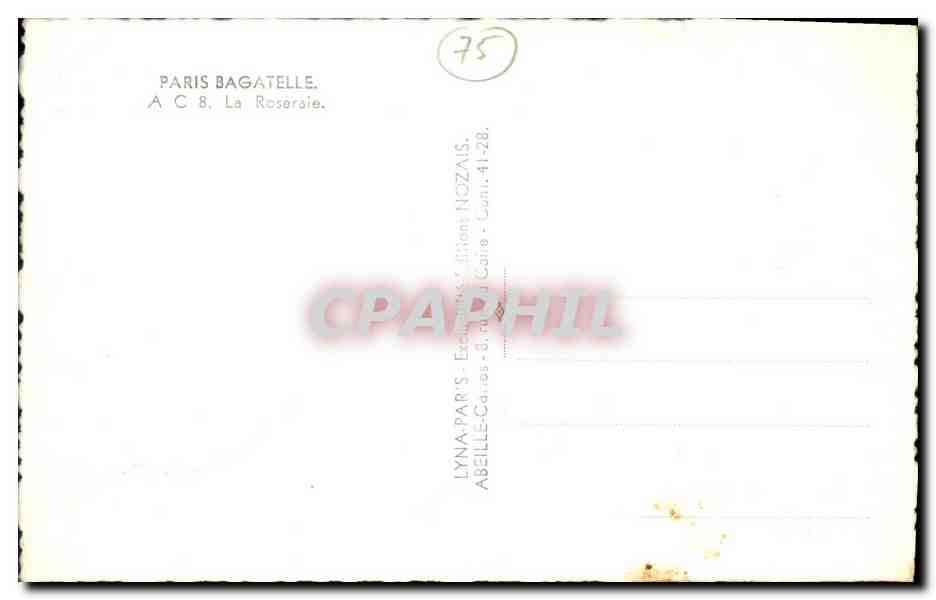 CPM Paris Bagatelle La Roseraie — Verso