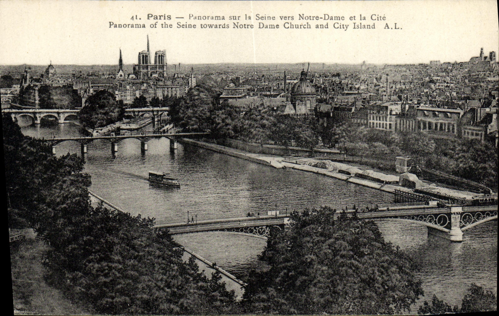 Paris — Panorama sur la Seine vers Notre-Dame et la Cité — A.L.