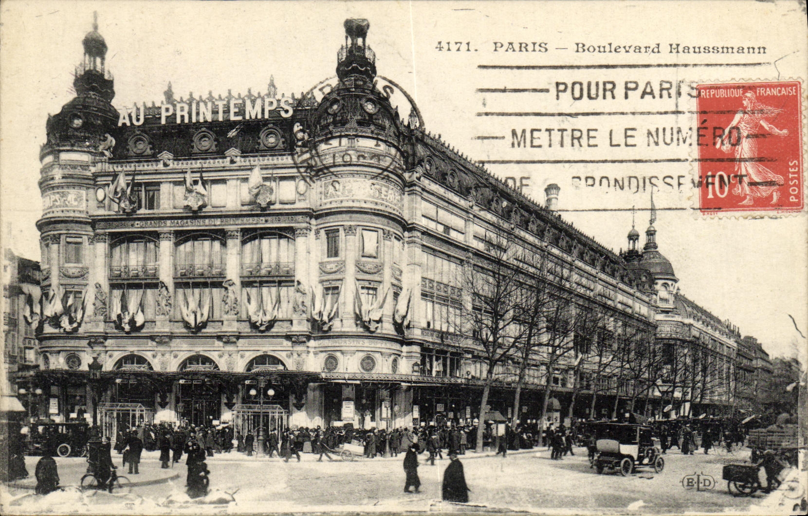 CPA Paris Boulevard Haussmann Magasin Au Printemps