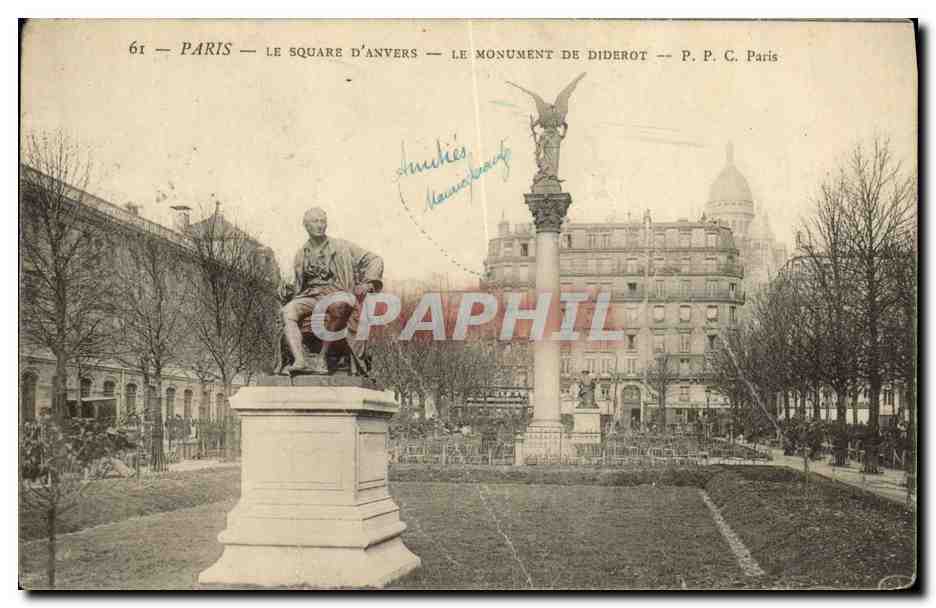 CPA Paris Le Square D Anvers Le Monument De Diderot