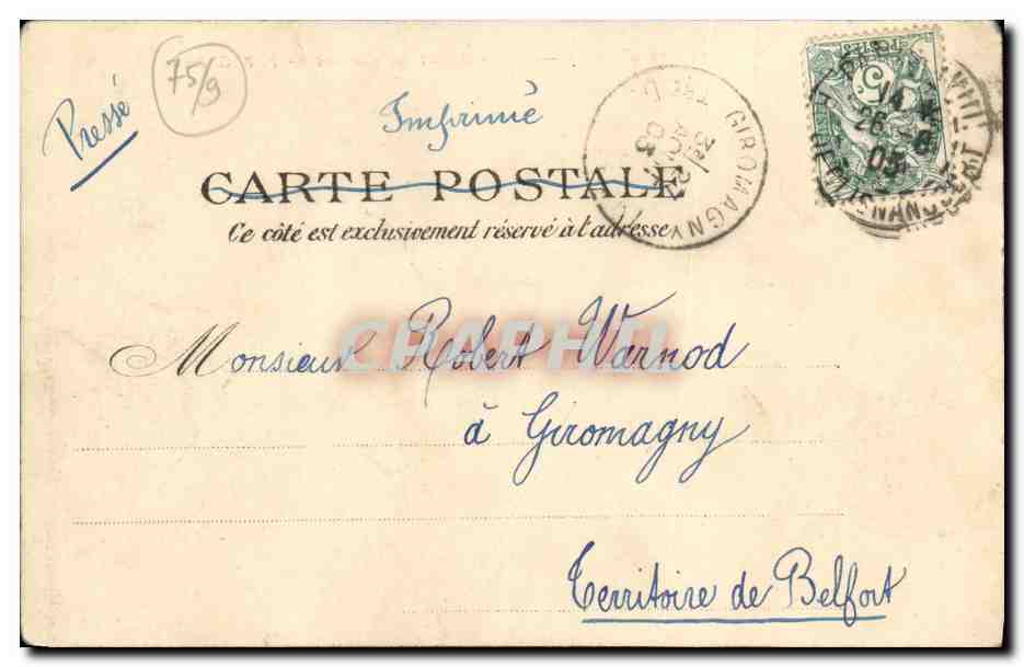 CPA Paris Le Square D Anvers Le Monument De Diderot — Verso