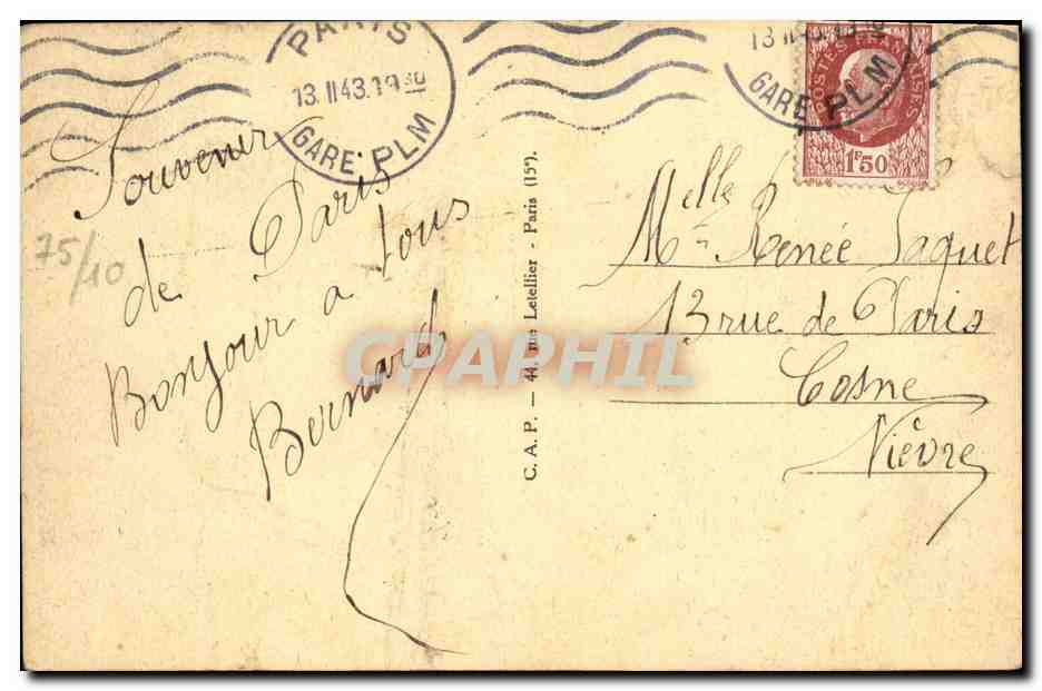 CPA Paris Les grands Boulevards Portes St Martin et St Denis — Verso