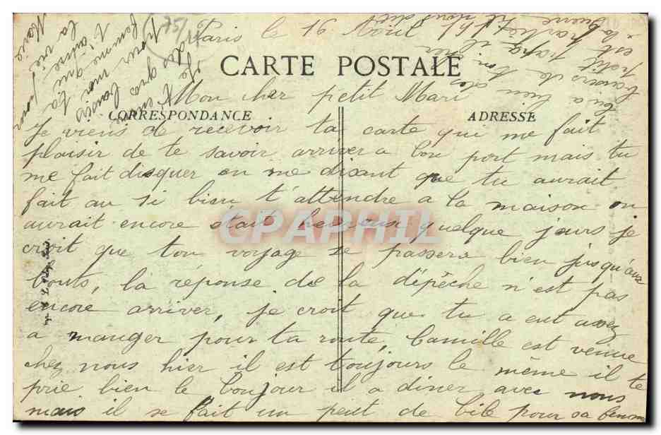 CPA Paris Monument de la Republique Lion — Verso