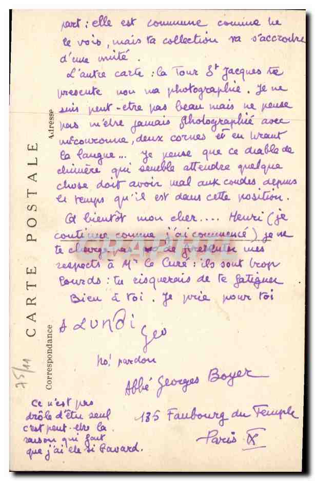CPA Paris Eglise St Joseph Rue St Maur — Rückseite
