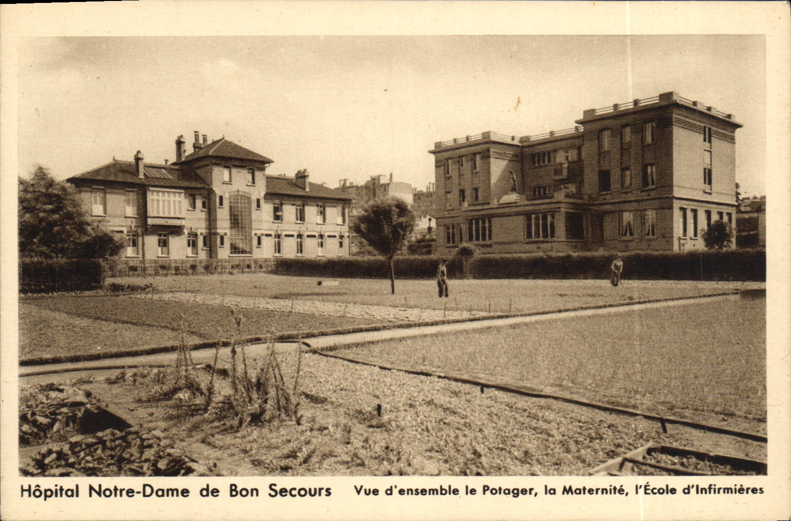 CPA Paris Hopital Notre Dame de Bon Secours Vue d ensemble le potager La Maternite L ecole d infirmieres