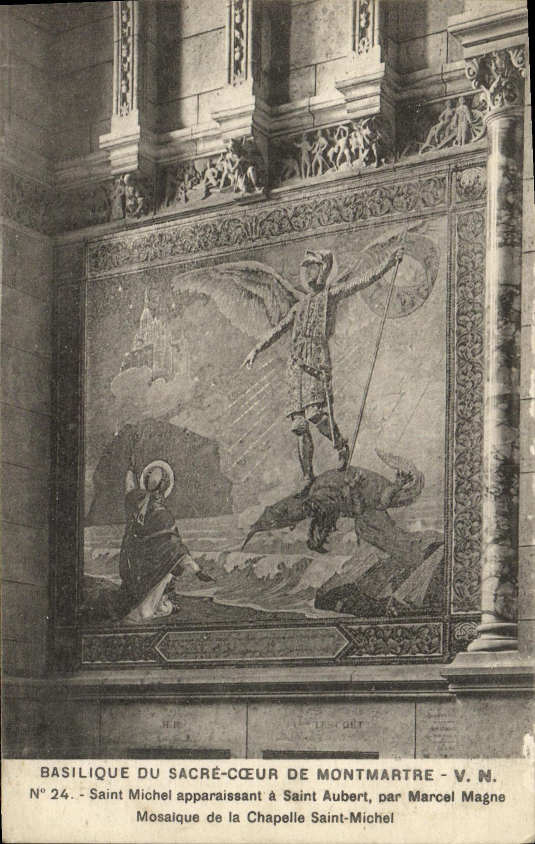 CPA Paris Basilique Du Sacre Coeur De Montmartre Saint Michel apparaissant a Saint Aubert Marcel Magne