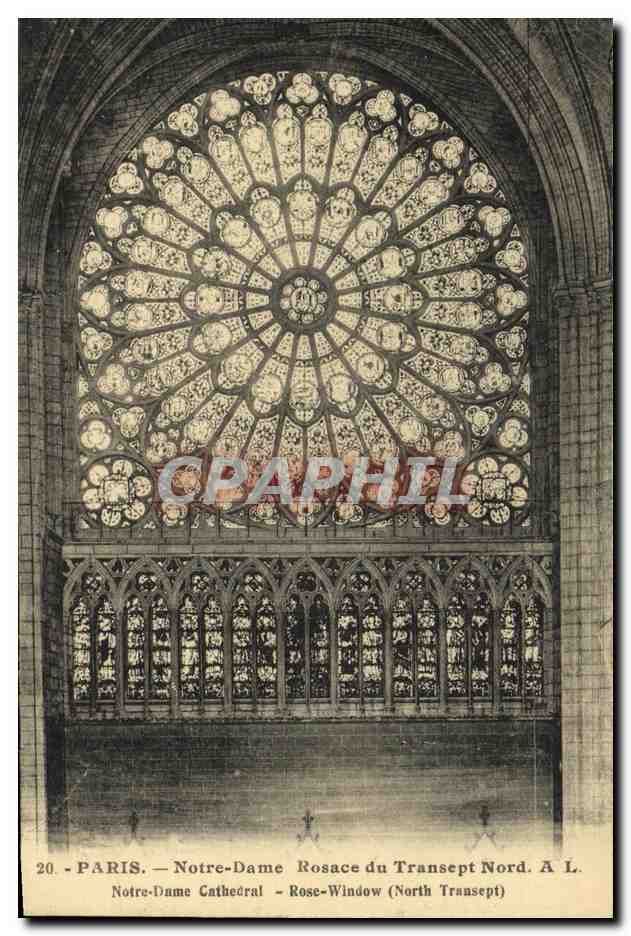 CPA Paris Notre Dame Rosace du Transept Nord