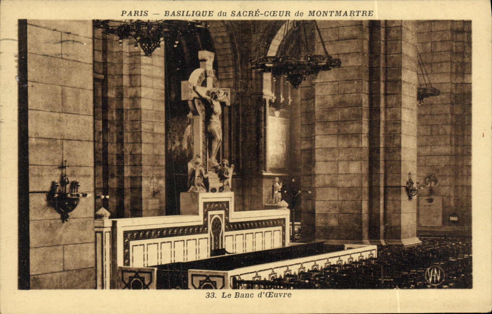 CPA Paris Basilique du Sacre Coeur de Montrmartre Le banc d oeuvre