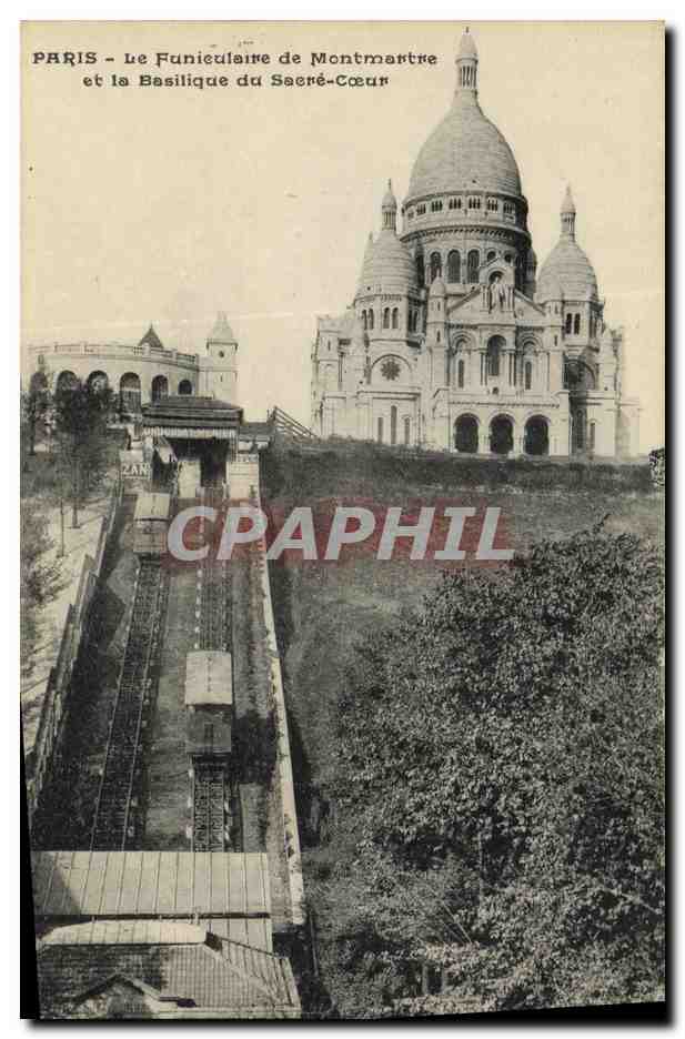 CPA Paris Le Funiculaire de Montmartre et la Basilique du Sacre Coeur
