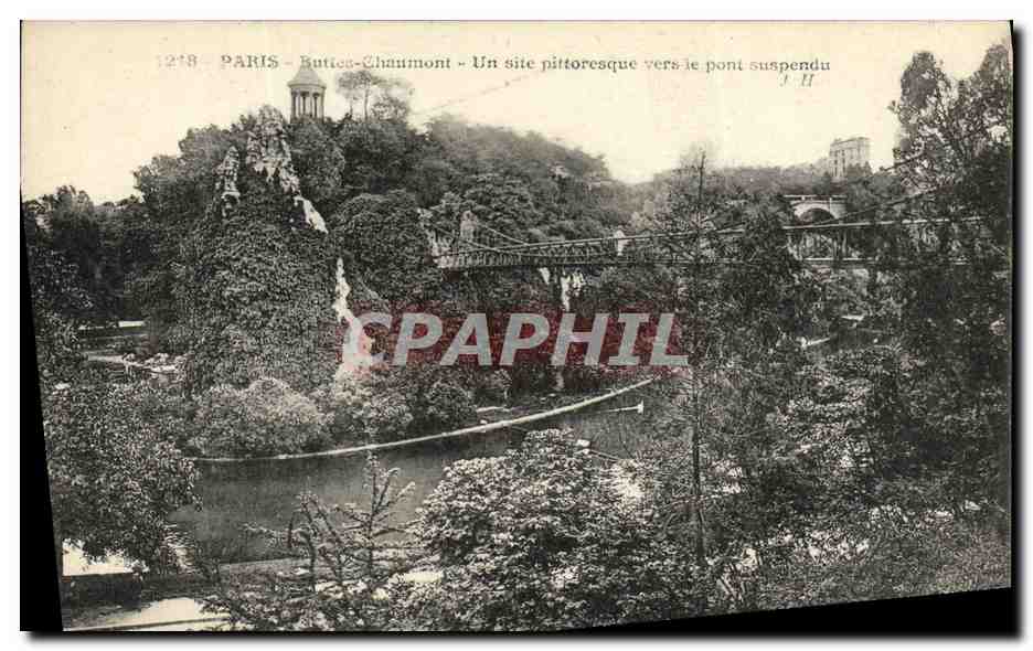 CPA Paris Buttes Chaumont Pont suspendu