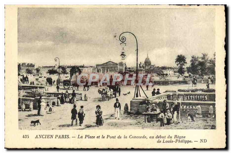 CPA Paris Ancien La Place et le Pont de la Concorde au Debut du Regne de Louis Philippe