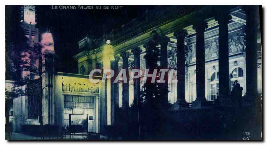 CPA Exposition des arts Decoratifs Paris Le grand palais Effet de nuit