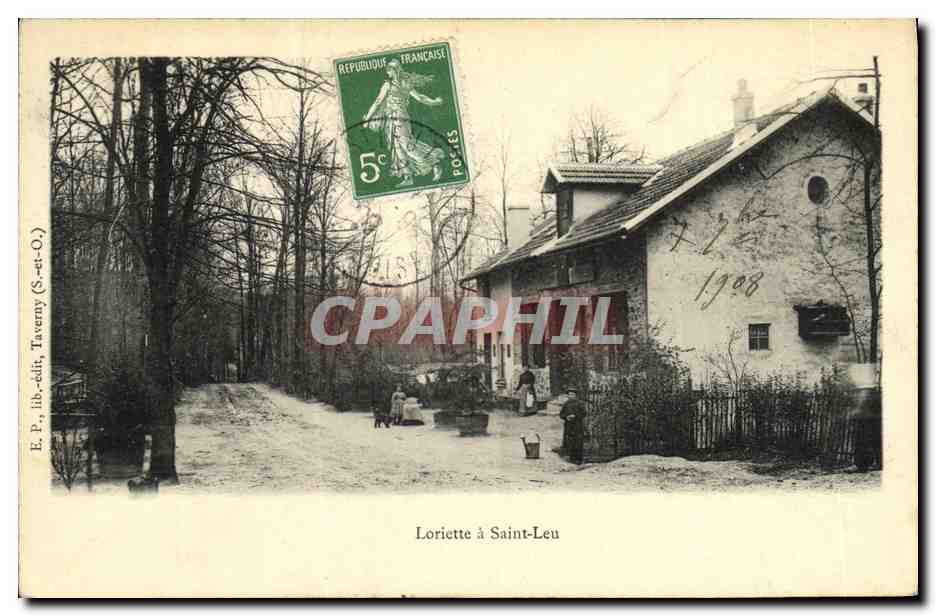 Loriette à Saint-Leu — vue d'une maison et d'un chemin enneigé — E.P., lib.-édit. Taverny (S.-et-O.)