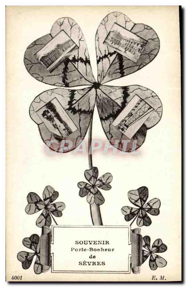 CPA Souvenir Porte Bonheur de Sevres Trefle