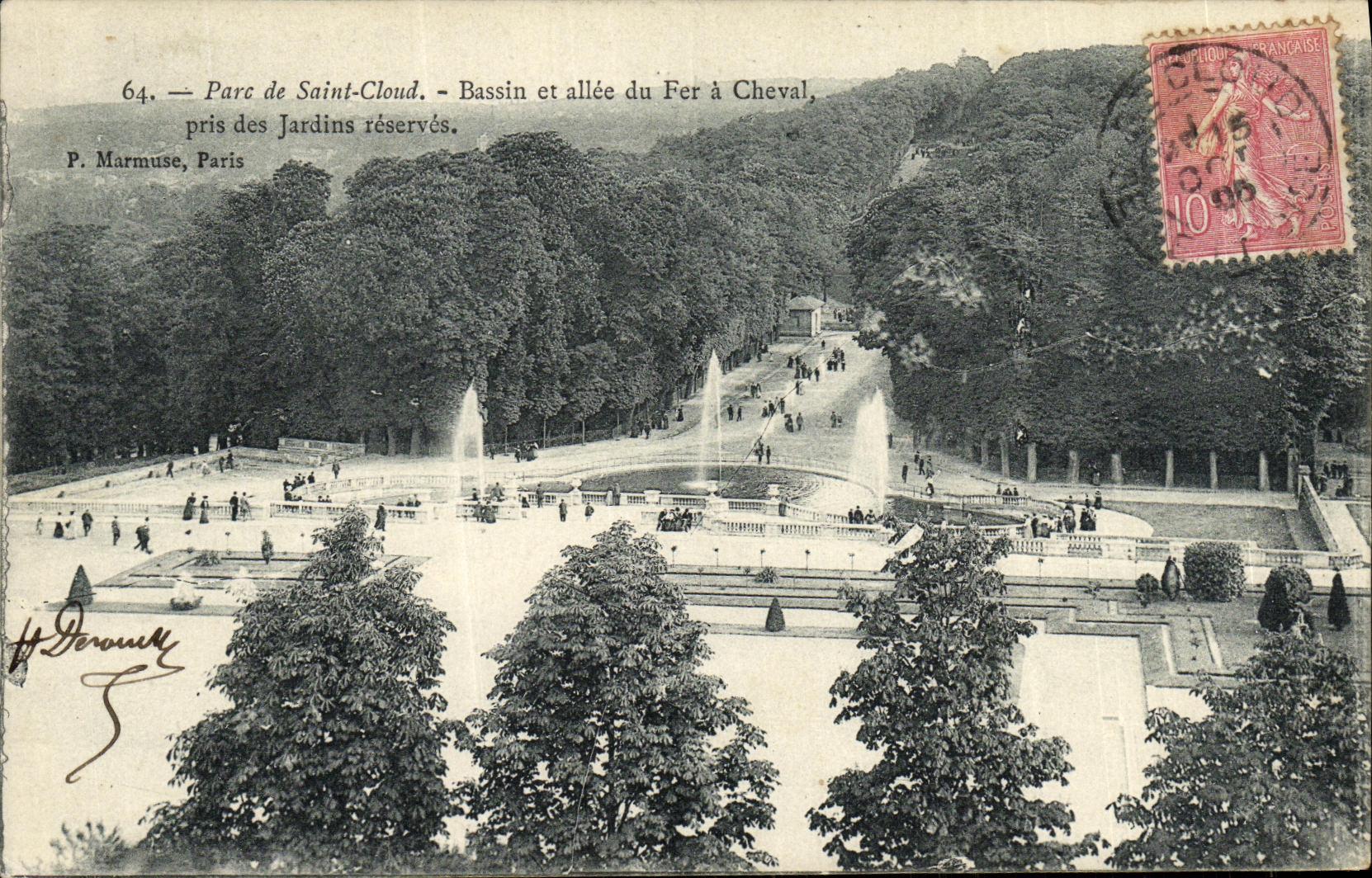 CPA Saint Cloud Le Bassin et Allee du Fer a Cheval pris des jardins reserves