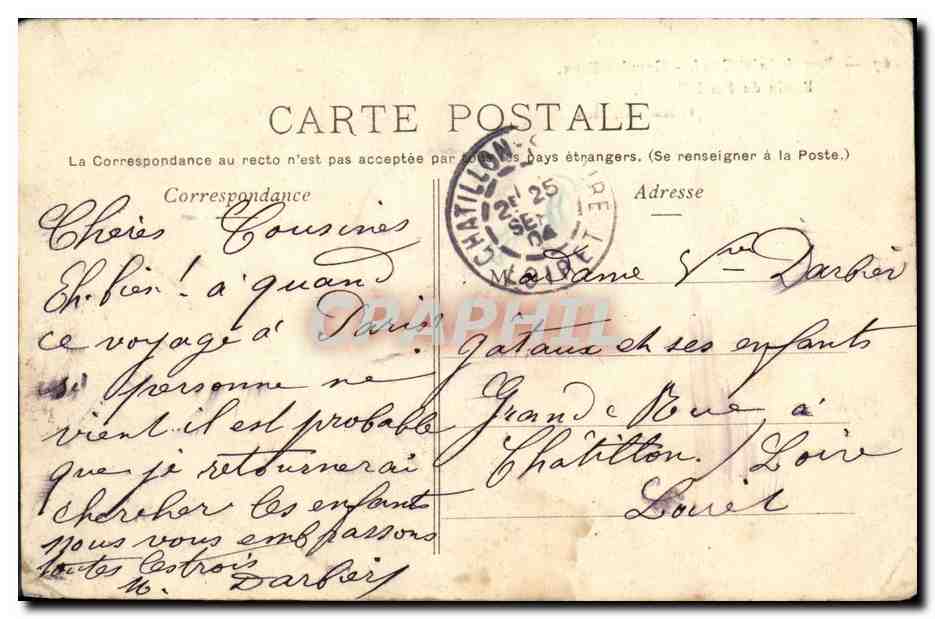 CPA Saint Cloud Grandes Eaux Bassin du Fer Cheval — Rückseite