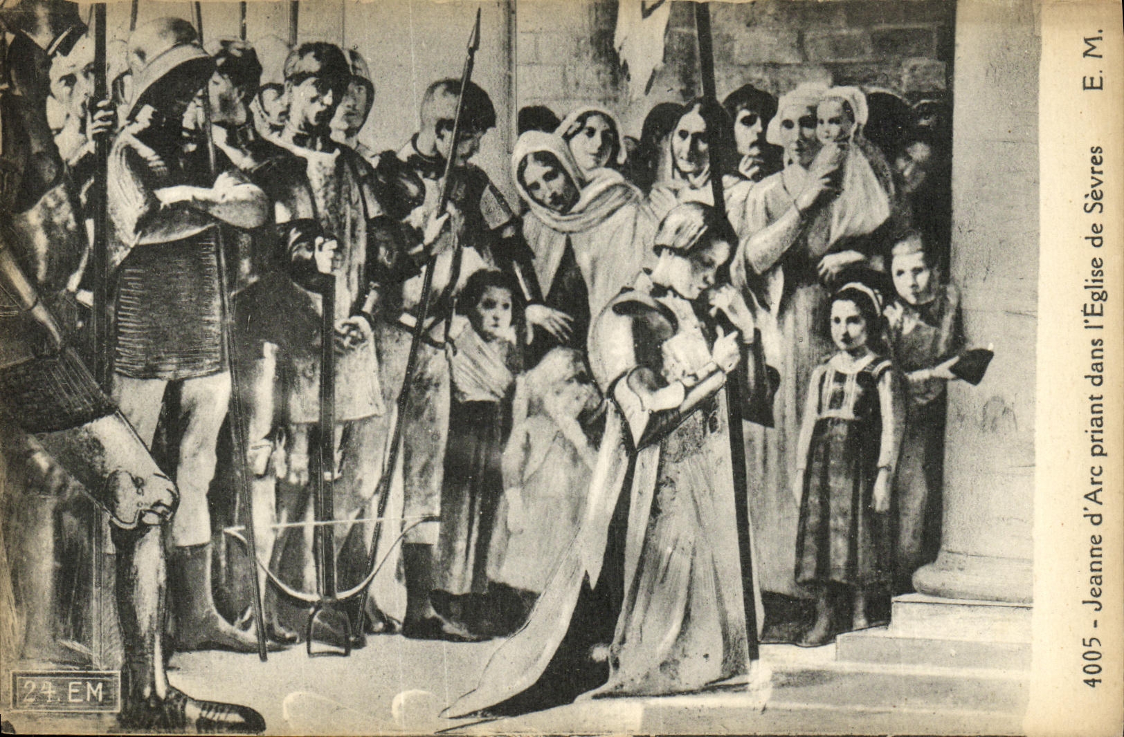 CPA Jeanne d Arc Priant dans l Eglise de Sevres