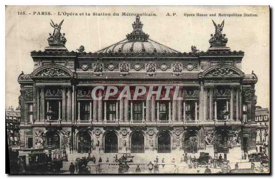 CPA Paris L Opera et la Station du Metonpoiftain 