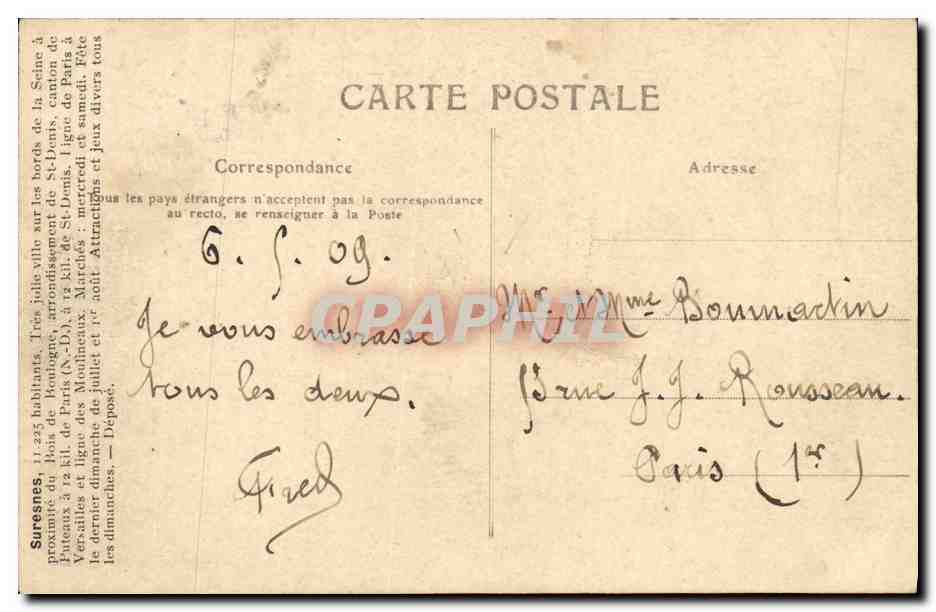 CPA Suresnes Le Fort du Mont Valerien Militaria — Rückseite