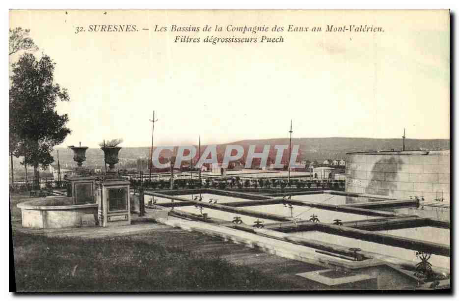 CPA Suresnes Les Bassins de la Compagnie des Eaux Au Mont Valerien Filtres degraisseurs Puech