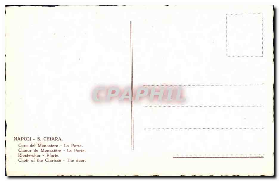 CPA Napoli S Chiara Choeur du monastere La porte — Rückseite