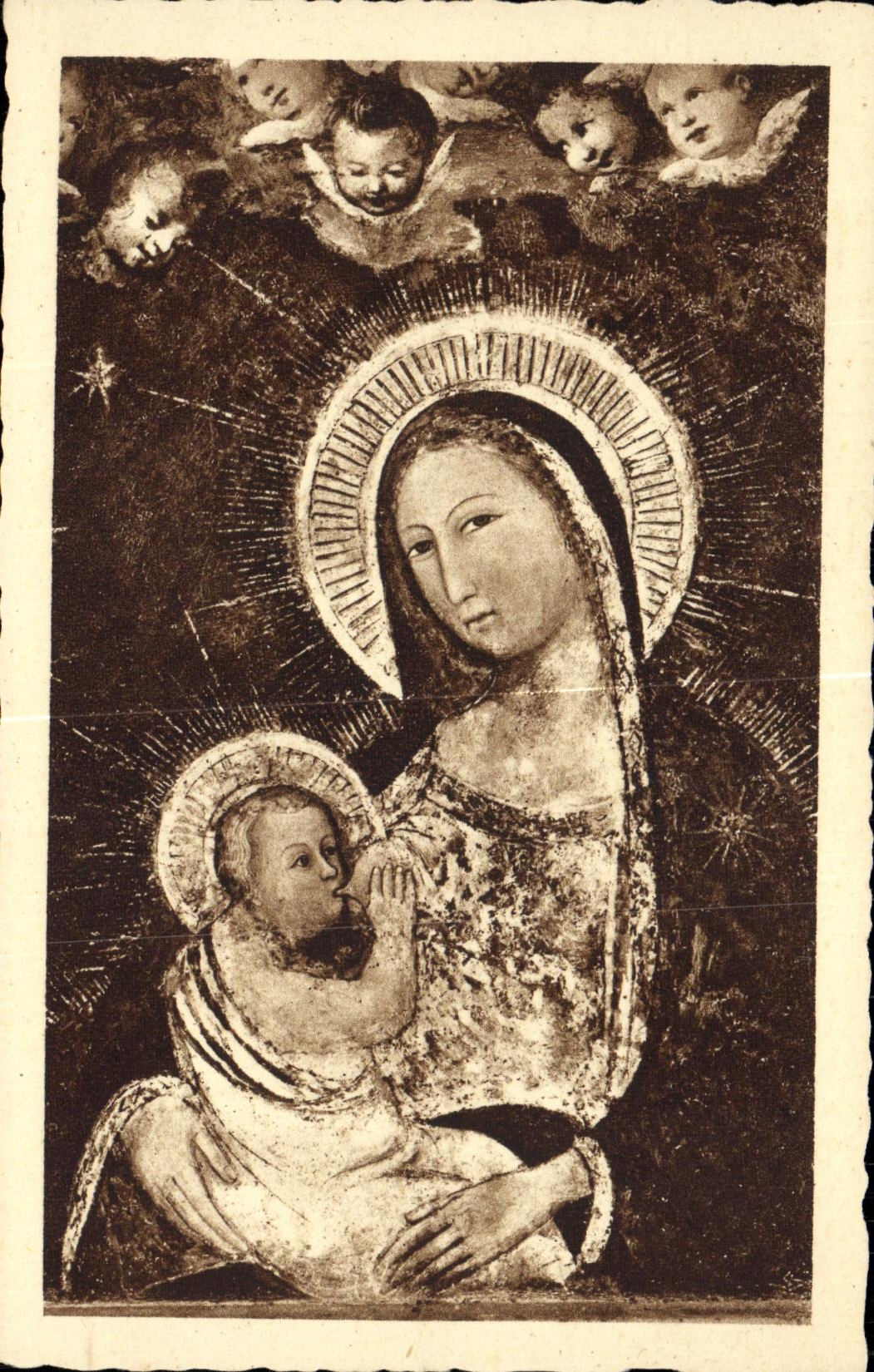 CPA Napoli S Chiara Fresque de Giotto La vierge avec l enfant Jesus 