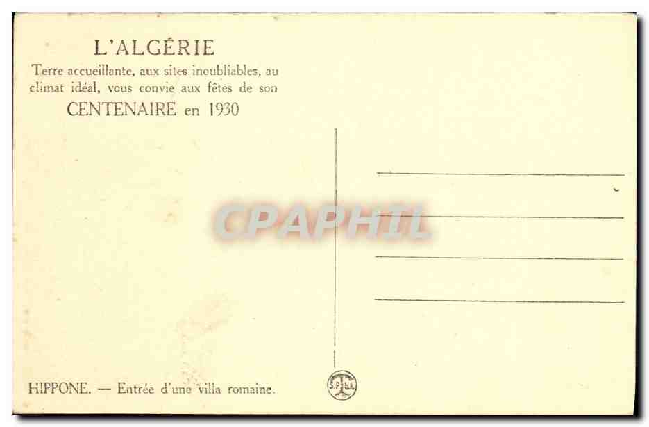 CPA Hippone Entree d une villa romaine — Verso