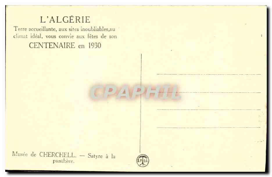 CPA Musee de Cherchell Satyre a la panthere — Verso