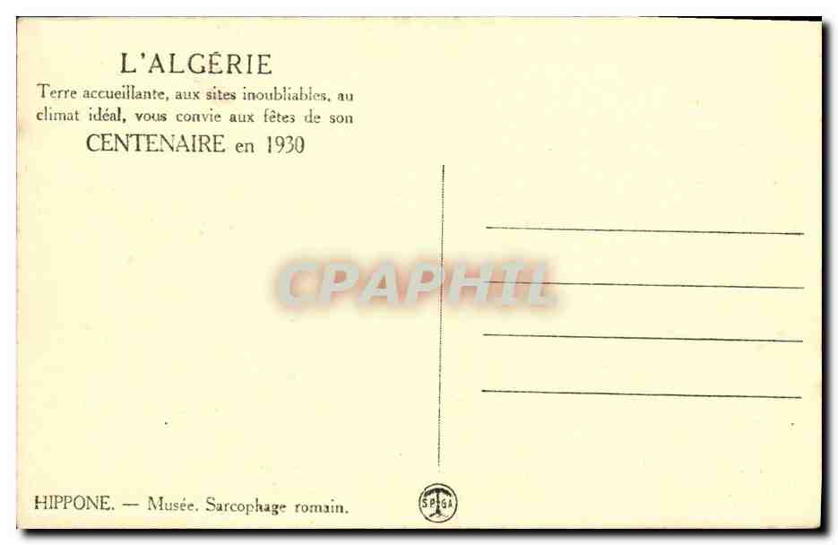 CPA Hippone Musee Sarcophage romain — Verso