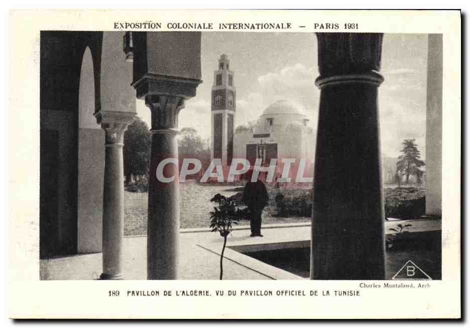 Pavillon de l'Algérie vu du pavillon officiel de la Tunisie — Exposition Coloniale Internationale, Paris 1931 — Charles Montaland, Arch