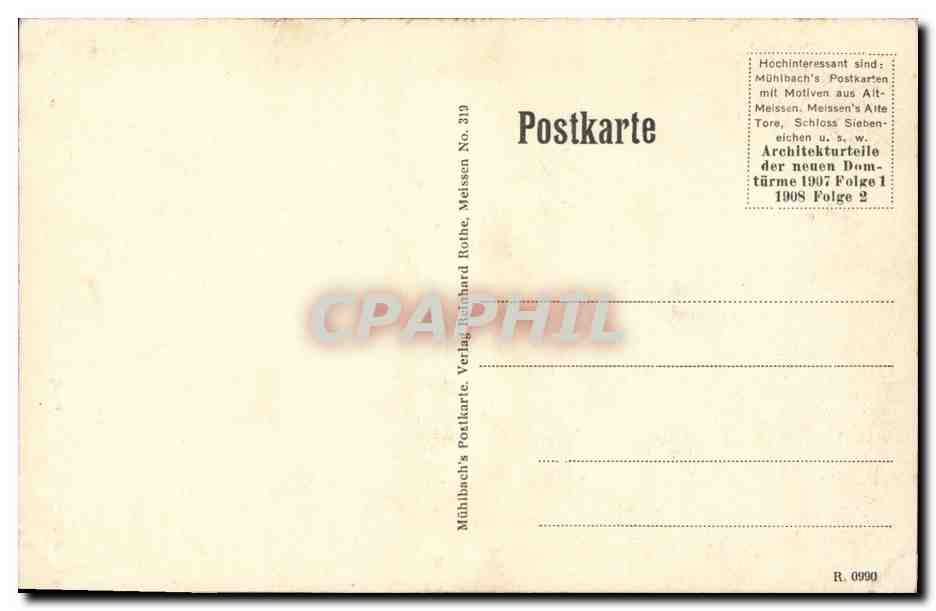 CPA Meissen Dom Westturme — Rückseite