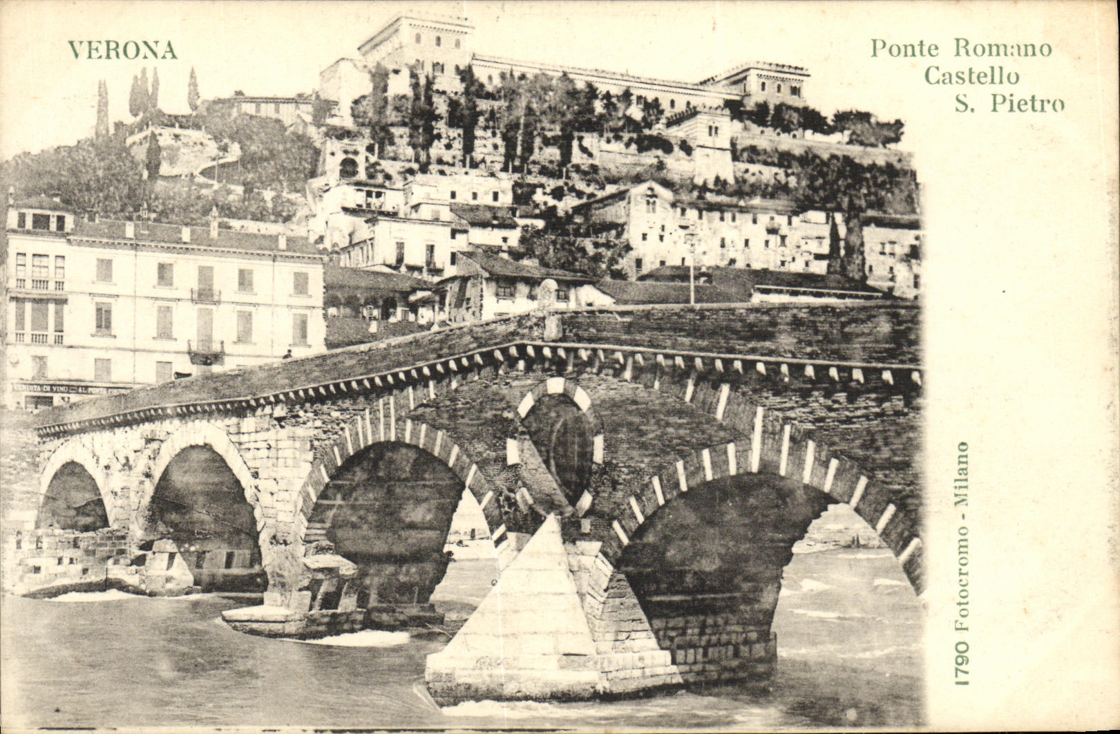 CPA Verona Ponte Romano Castello S Pietro