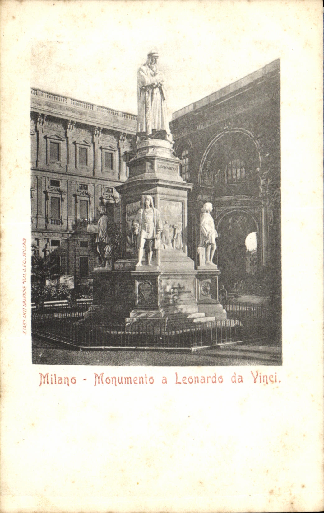 CPA Milano Monumento a Leonardo da Vinei