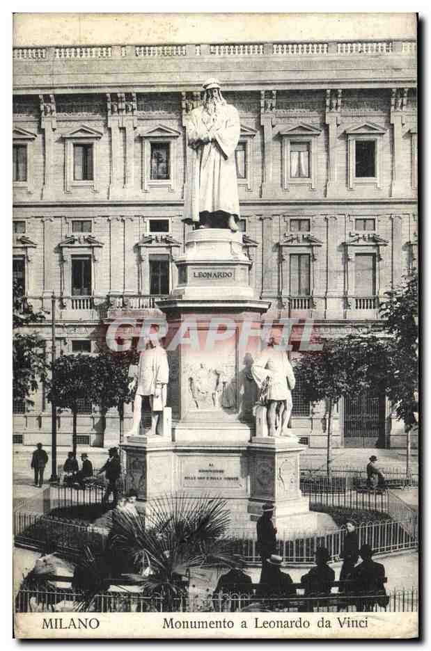 CPA Milano Monumento a Leonardo da Vinci