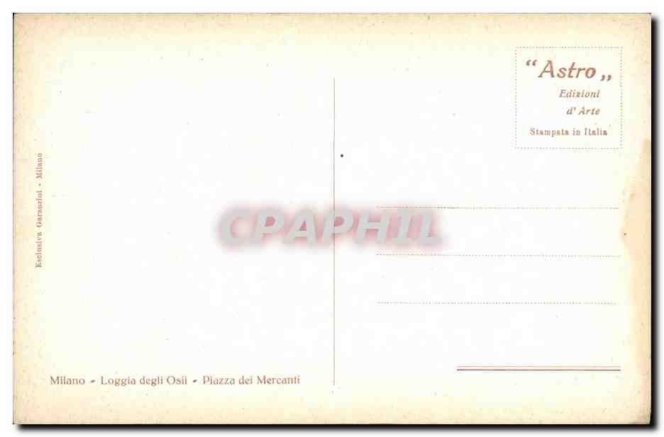 CPA Milano Loggia degli Osil Piazza dei Mercanti — Rückseite