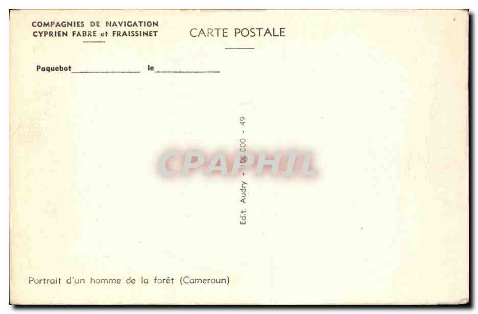 CPA Cameroun Portrait d un homme de la foret — Rückseite